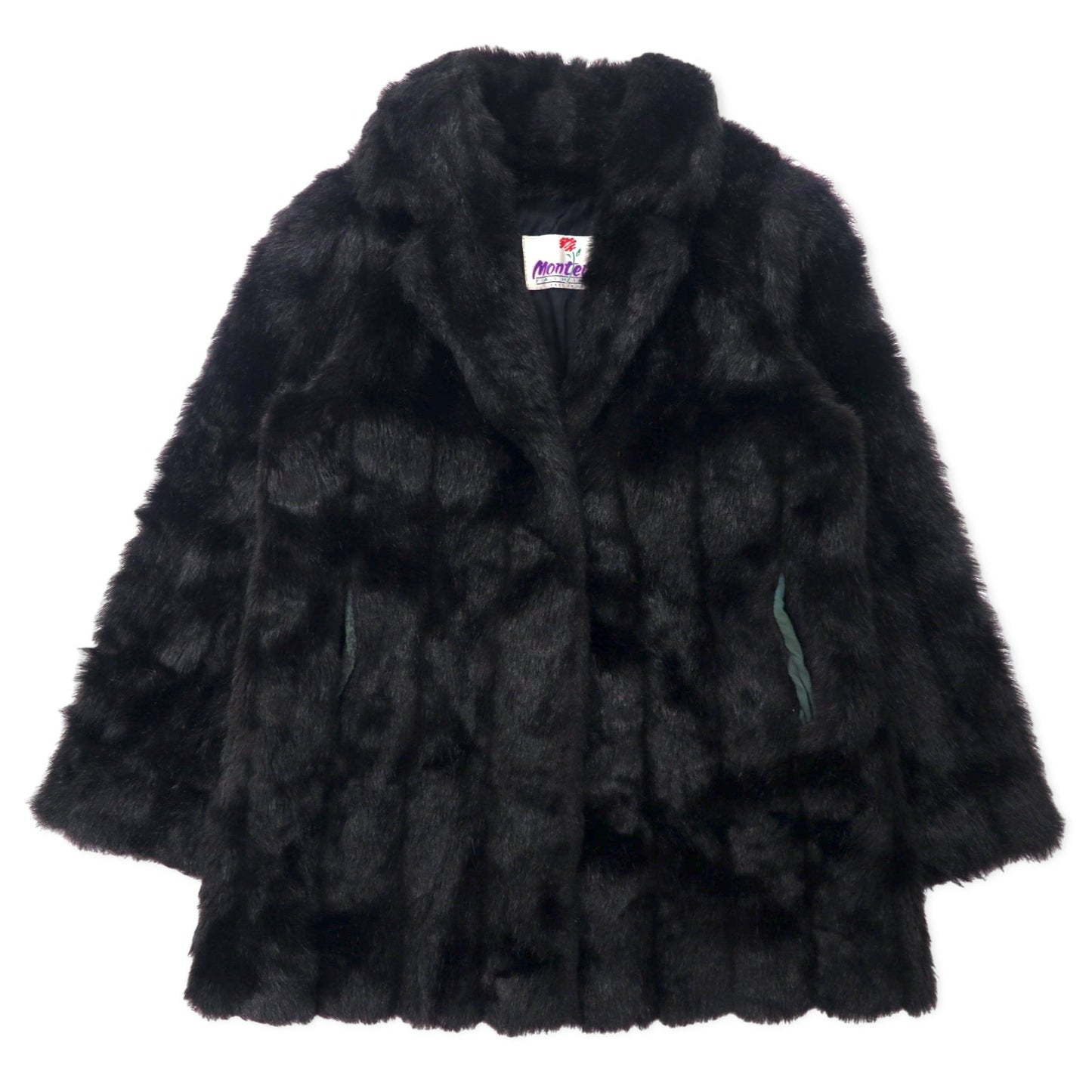 Monterey USA製 90年代 フェイクファージャケット ファーコート 10 ブラック アクリル