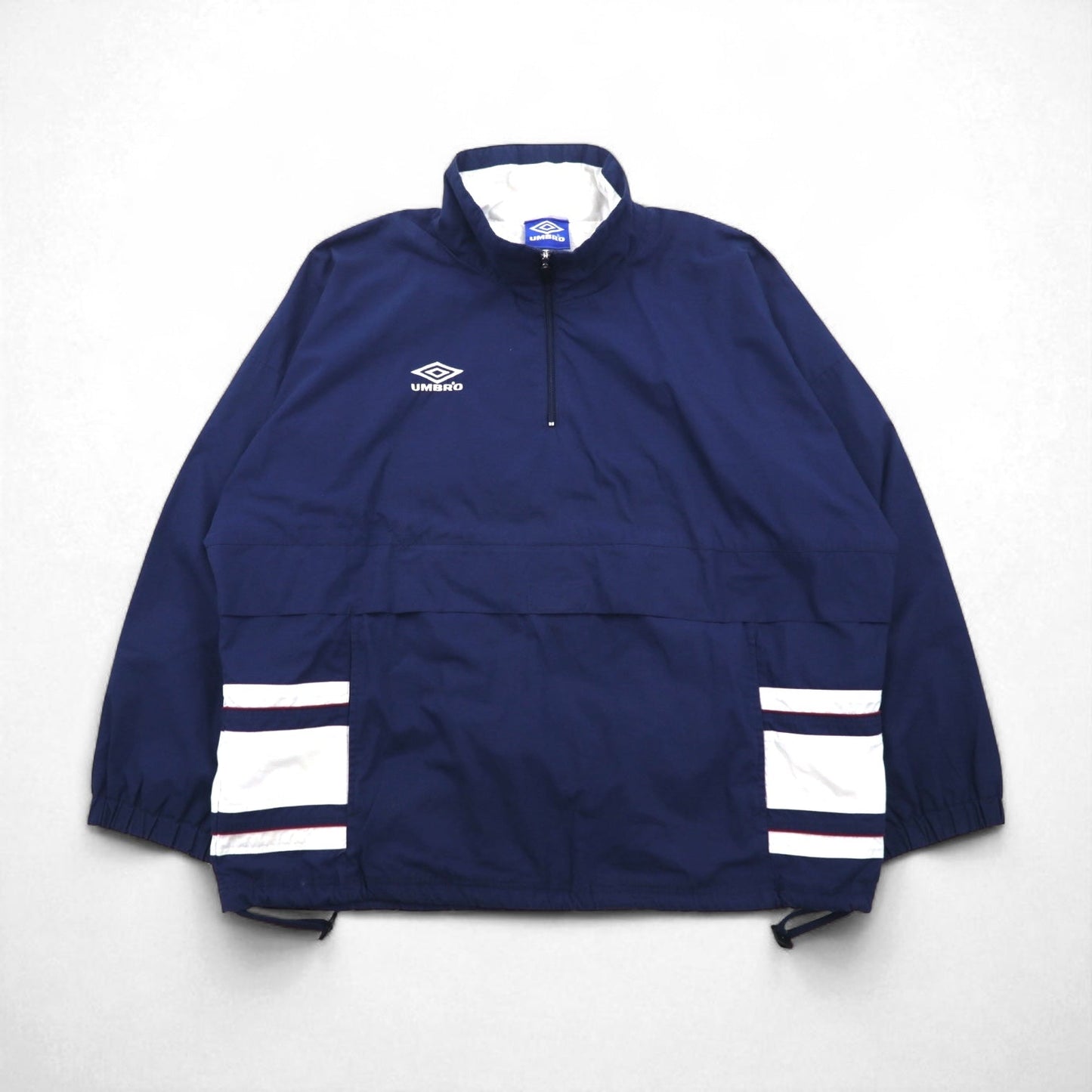 UMBRO 00年代 ハーフジップ アノラックジャケット XL ネイビー ワンポイントロゴ カンガルーポケット