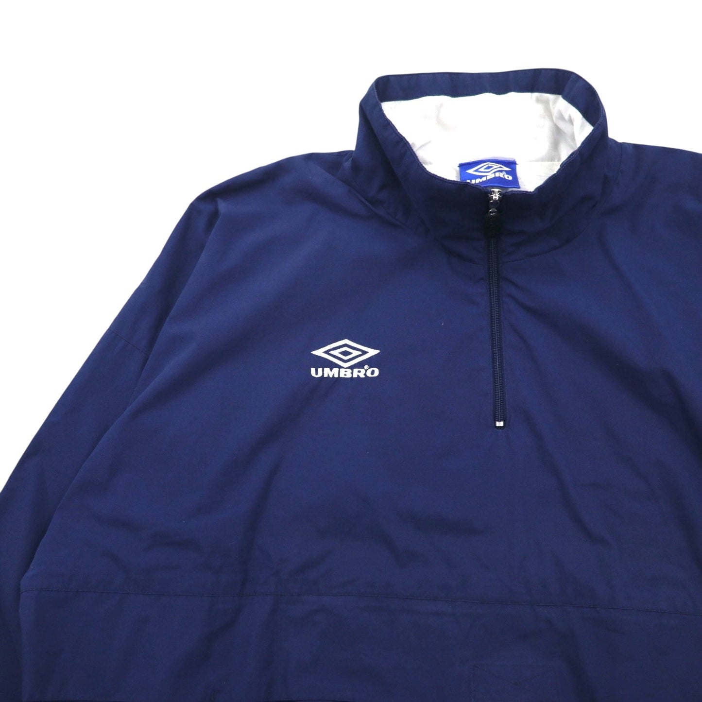 UMBRO 00年代 ハーフジップ アノラックジャケット XL ネイビー ワンポイントロゴ カンガルーポケット