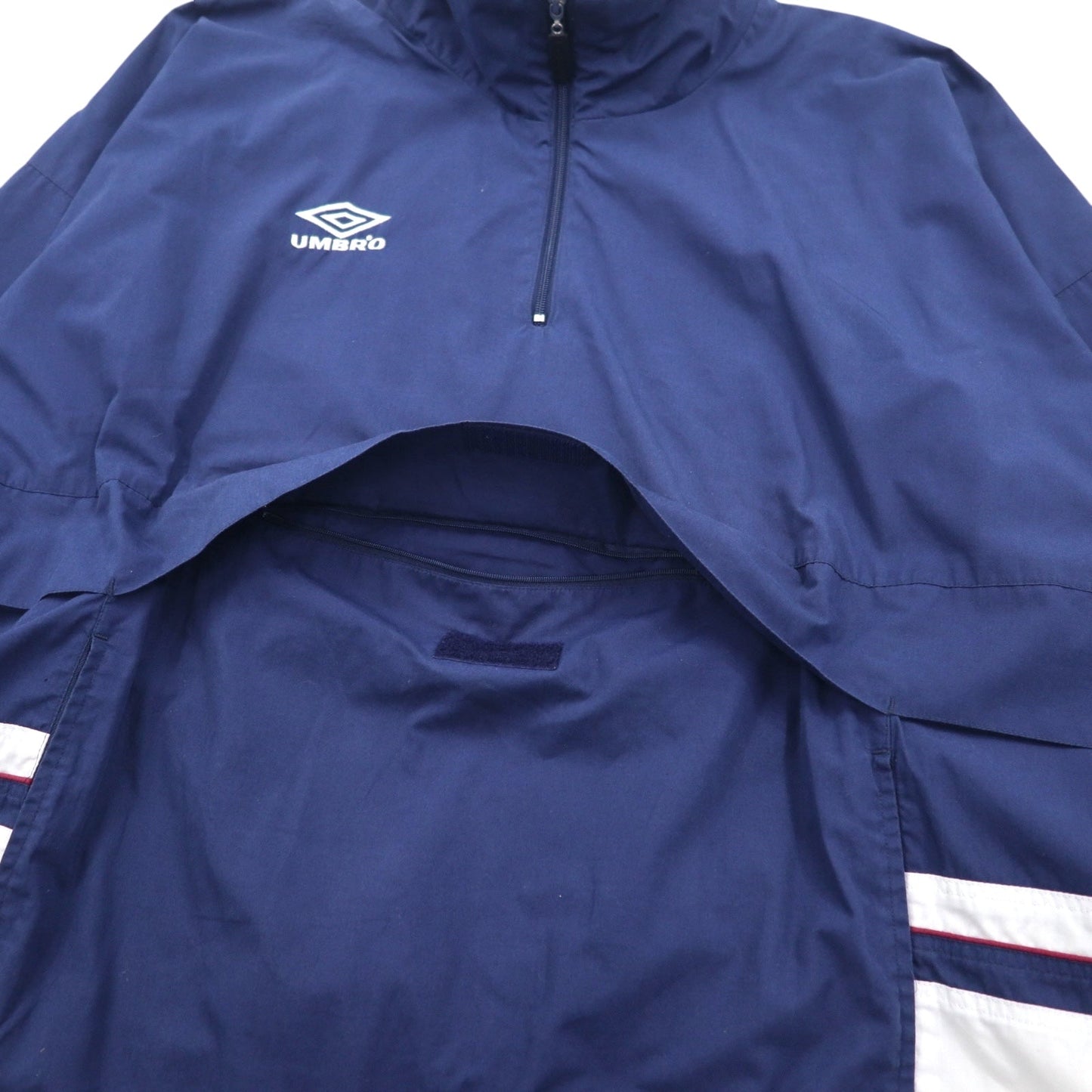 UMBRO 00年代 ハーフジップ アノラックジャケット XL ネイビー ワンポイントロゴ カンガルーポケット