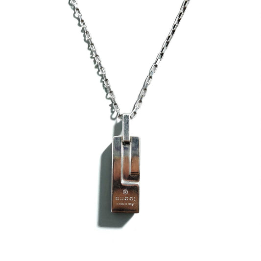 GUCCI トレードマーク Gモチーフ ロゴプレート チェーン ネックレス ペンダント SV925 イタリア製