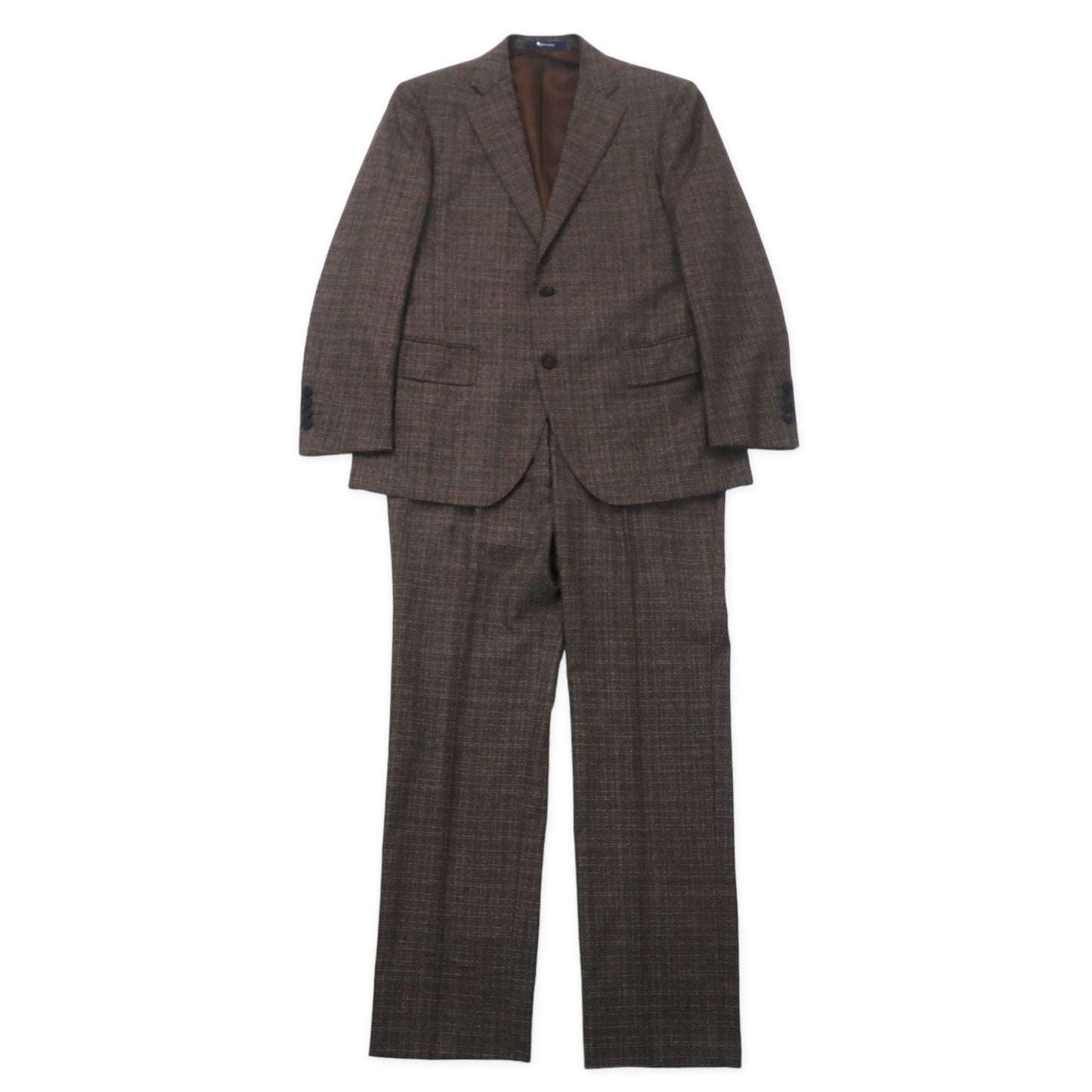 Aquascutum 2B スーツ セットアップ 94AB4 ブラウン チェック ウール 日本製