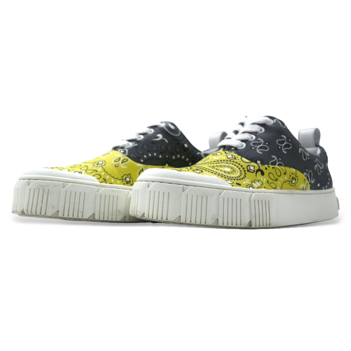 PIERRE HARDY オリースニーカー 23cm イエロー グレー バンダナ柄 レザー GREY-YELLOW BANDANA ポルトガル製