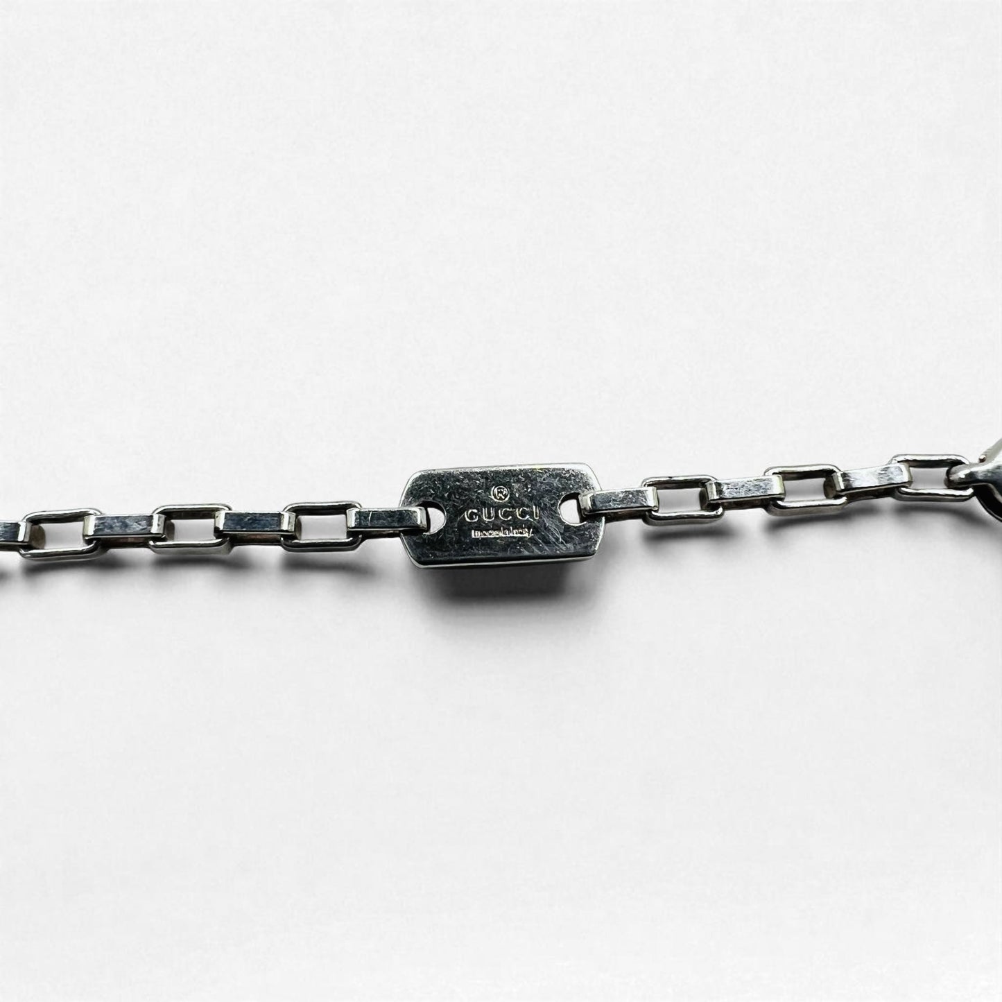 GUCCI トレードマーク Gモチーフ ロゴプレート チェーン ネックレス ペンダント SV925 イタリア製