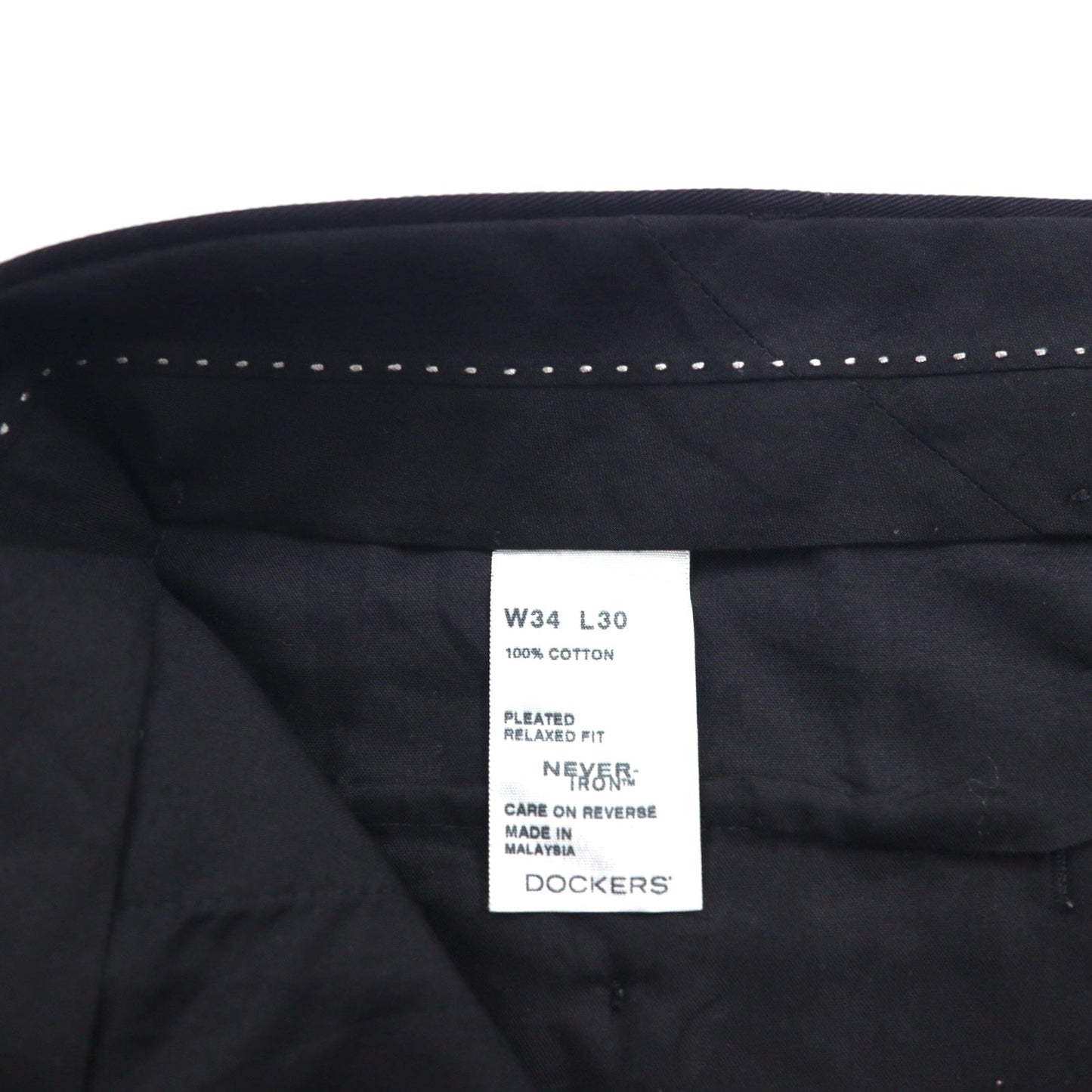 DOCKERS PREMIUM ( Levi's ) リラックスフィット 2タック ワイド チノパンツ L ネイビー コットン