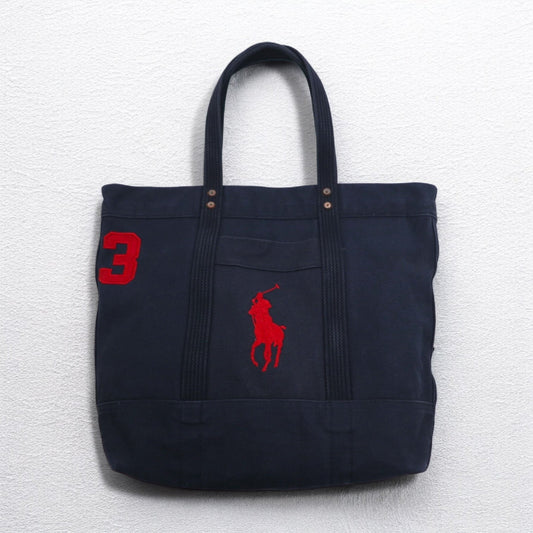 POLO RALPH LAUREN ビッグポニー キャンバス トートバッグ ネイビー ウォッシュ加工