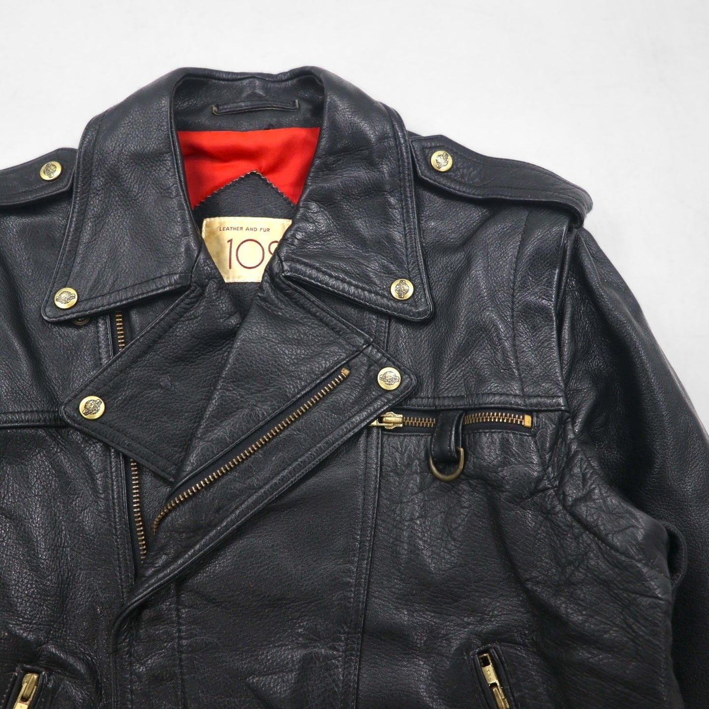 LEATHER AND FUR 102 コンバーチブル 2WAY ダブル ライダース レザージャケット ベスト M 牛革 アーム着脱可