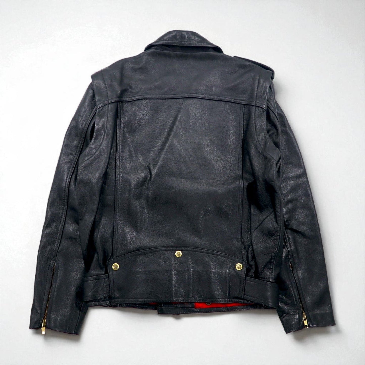 LEATHER AND FUR 102 コンバーチブル 2WAY ダブル ライダース レザージャケット ベスト M 牛革 アーム着脱可