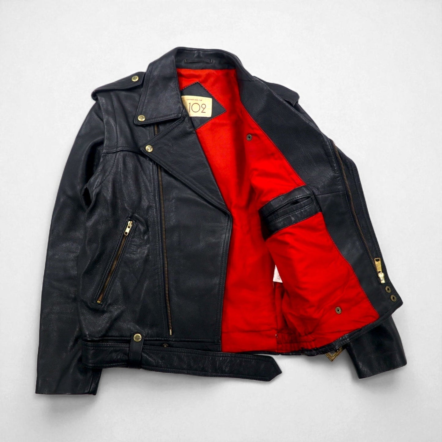 LEATHER AND FUR 102 コンバーチブル 2WAY ダブル ライダース レザージャケット ベスト M 牛革 アーム着脱可