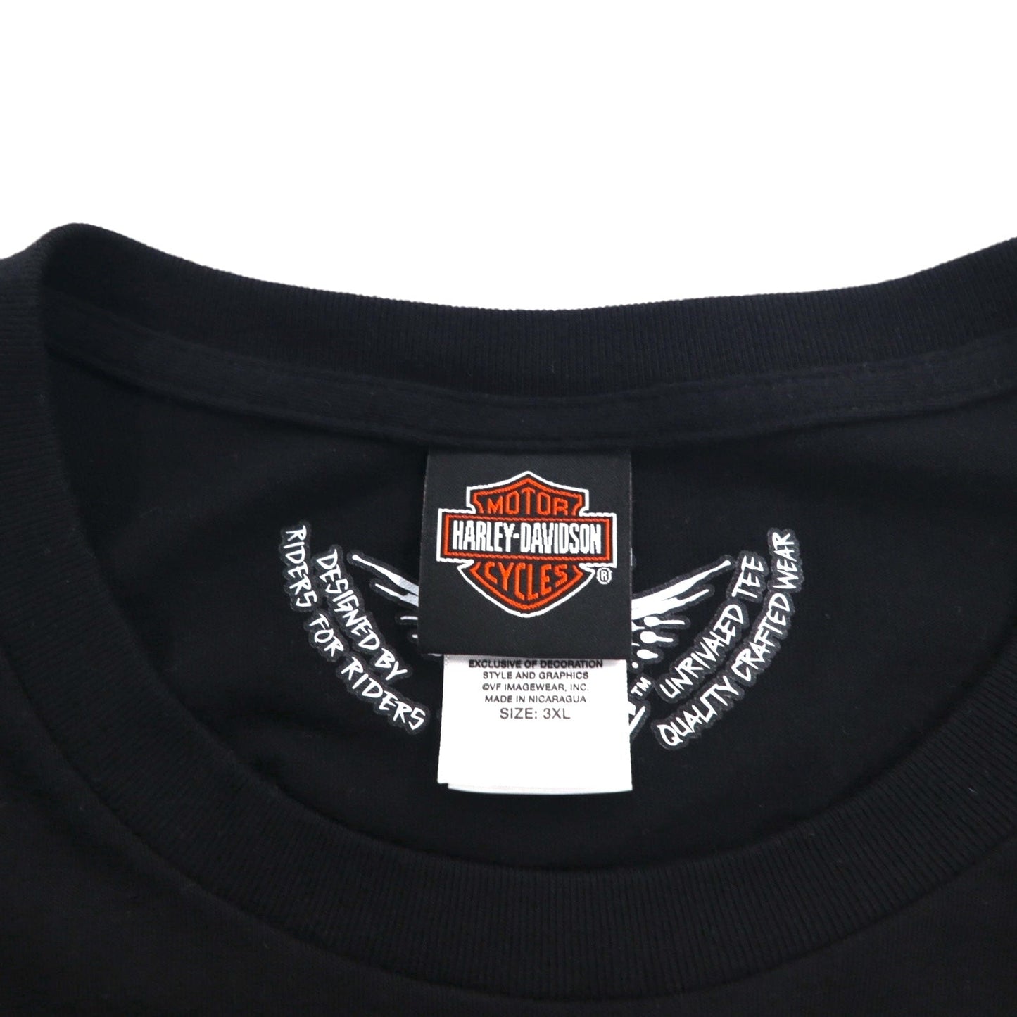HARLEY DAVIDSON スカル バックプリント Tシャツ 3XL ブラック コットン BLACK JACK ニカラグア製