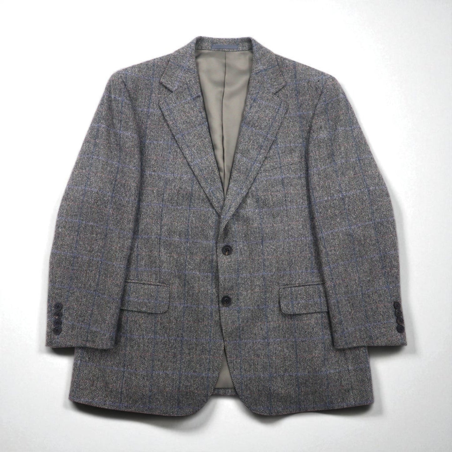 BURBERRY カシミヤ 100% 2B ツイードジャケット S グレー チェック 日本製