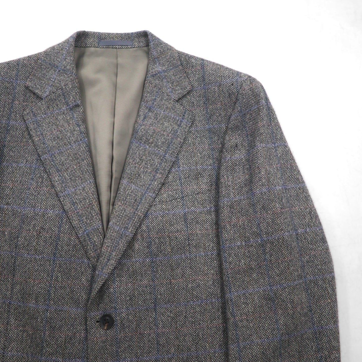 BURBERRY カシミヤ 100% 2B ツイードジャケット S グレー チェック 日本製