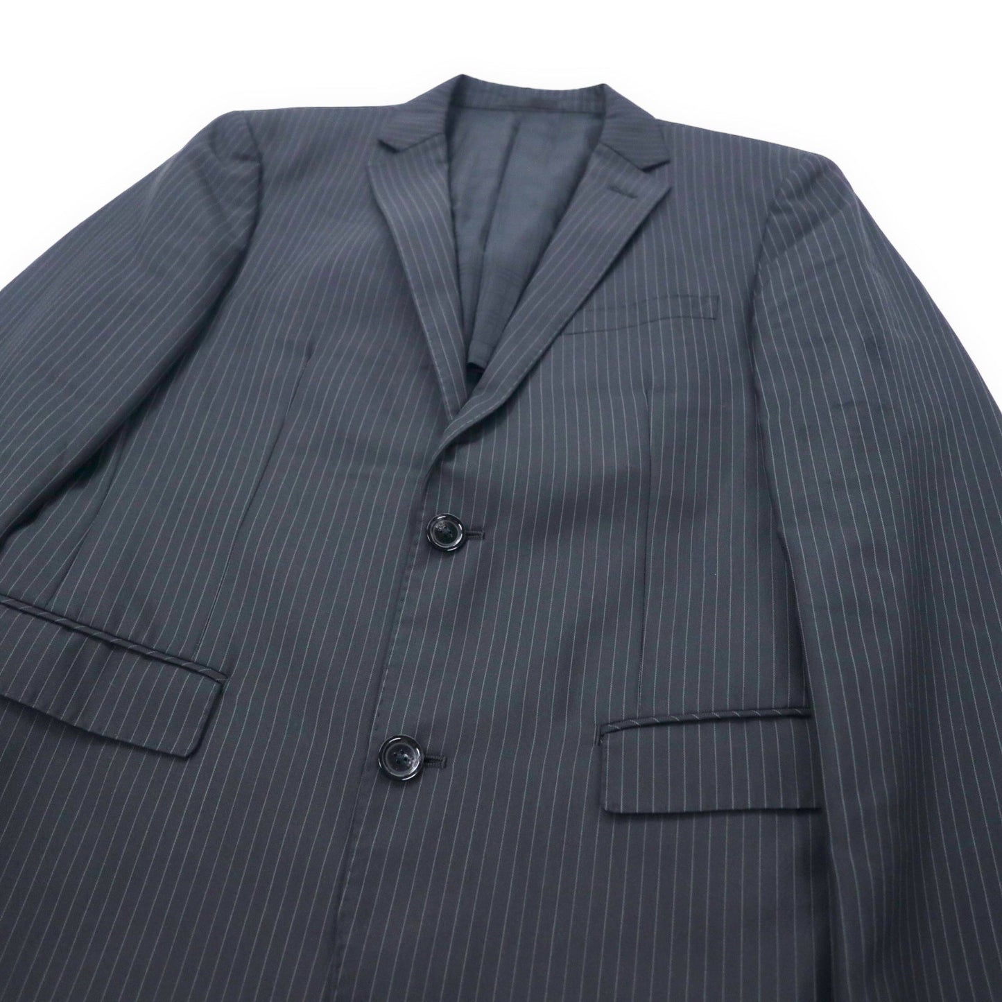 BURBERRY BLACK LABEL 2B テーラードジャケット M ブラック ストライプ ウール ポリエステル D1E22-101-09