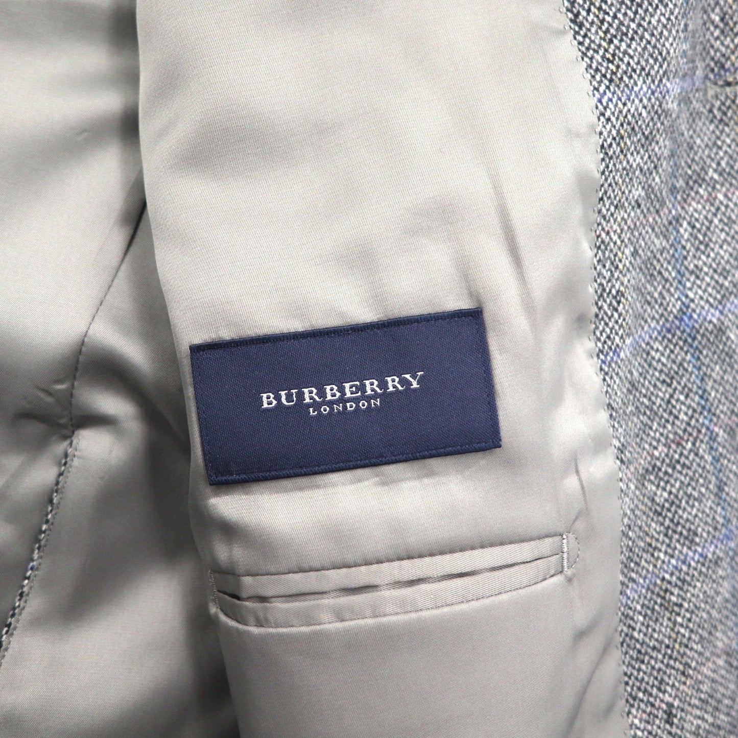BURBERRY カシミヤ 100% 2B ツイードジャケット S グレー チェック 日本製
