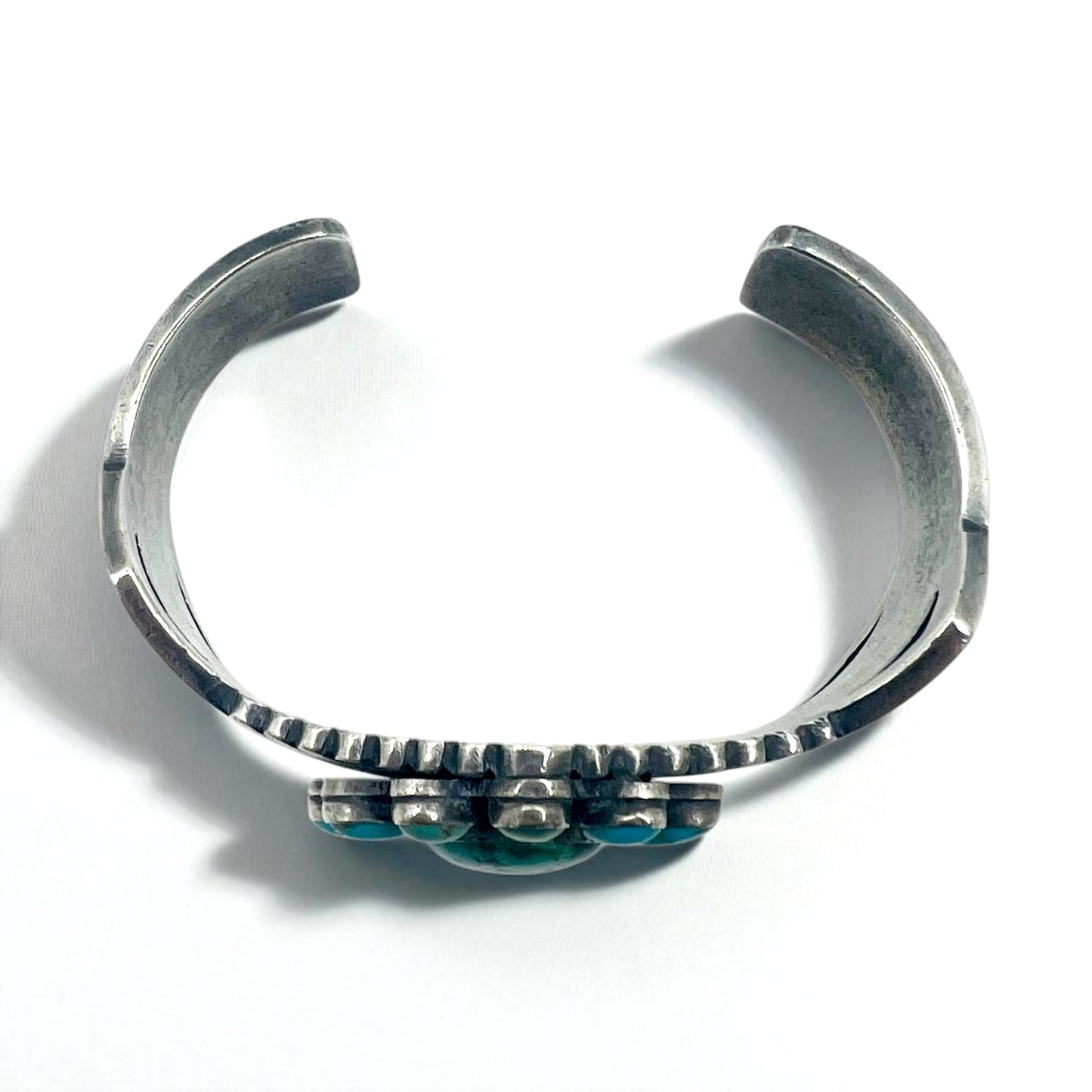 Navajo 60s Flower Turquoise Cluster Cuff Bracelet ナバホ族 インディアンジュエリー バングル STERLING シルバー ターコイズ