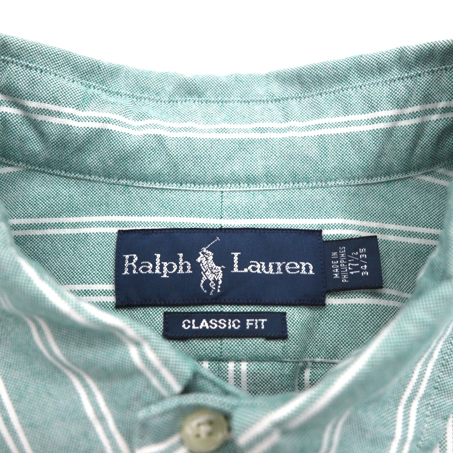 Ralph Lauren 90年代 オックスフォード ボタンダウンシャツ XL グリーン ストライプ スモールポニー刺繍