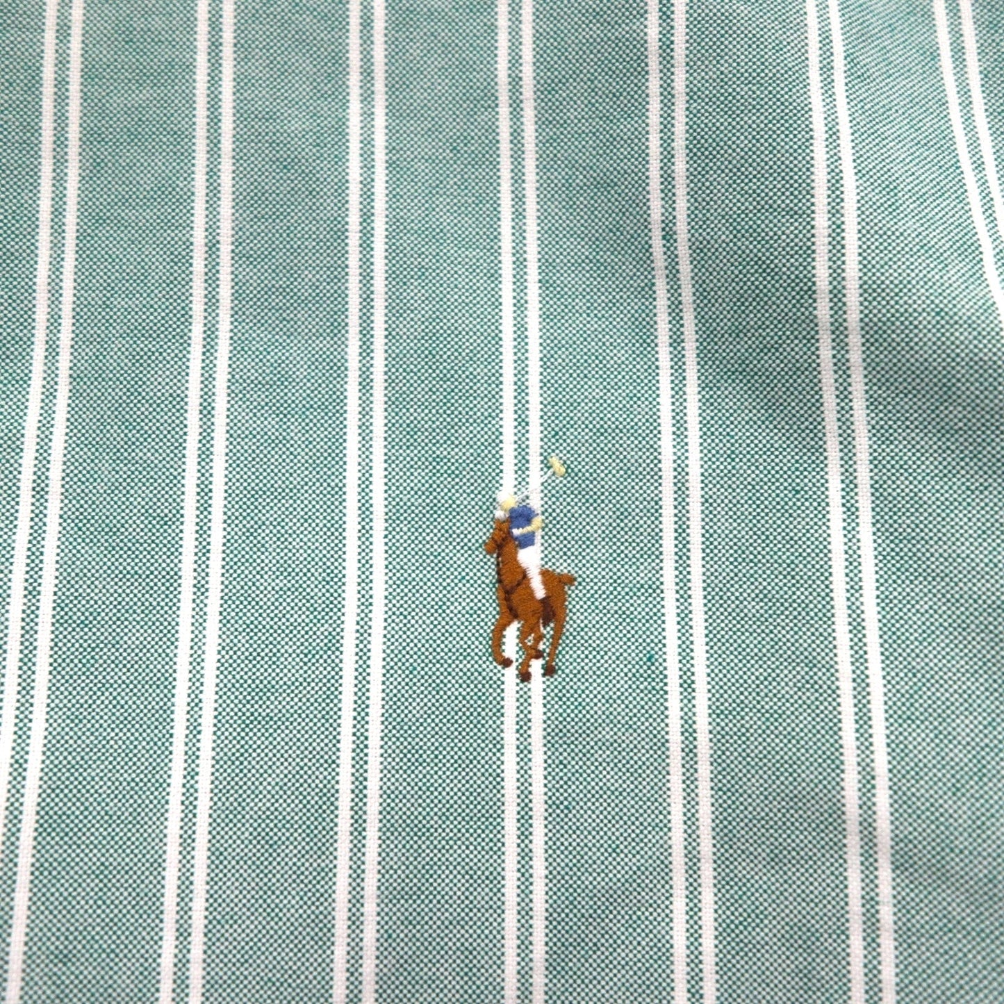 Ralph Lauren 90年代 オックスフォード ボタンダウンシャツ XL グリーン ストライプ スモールポニー刺繍