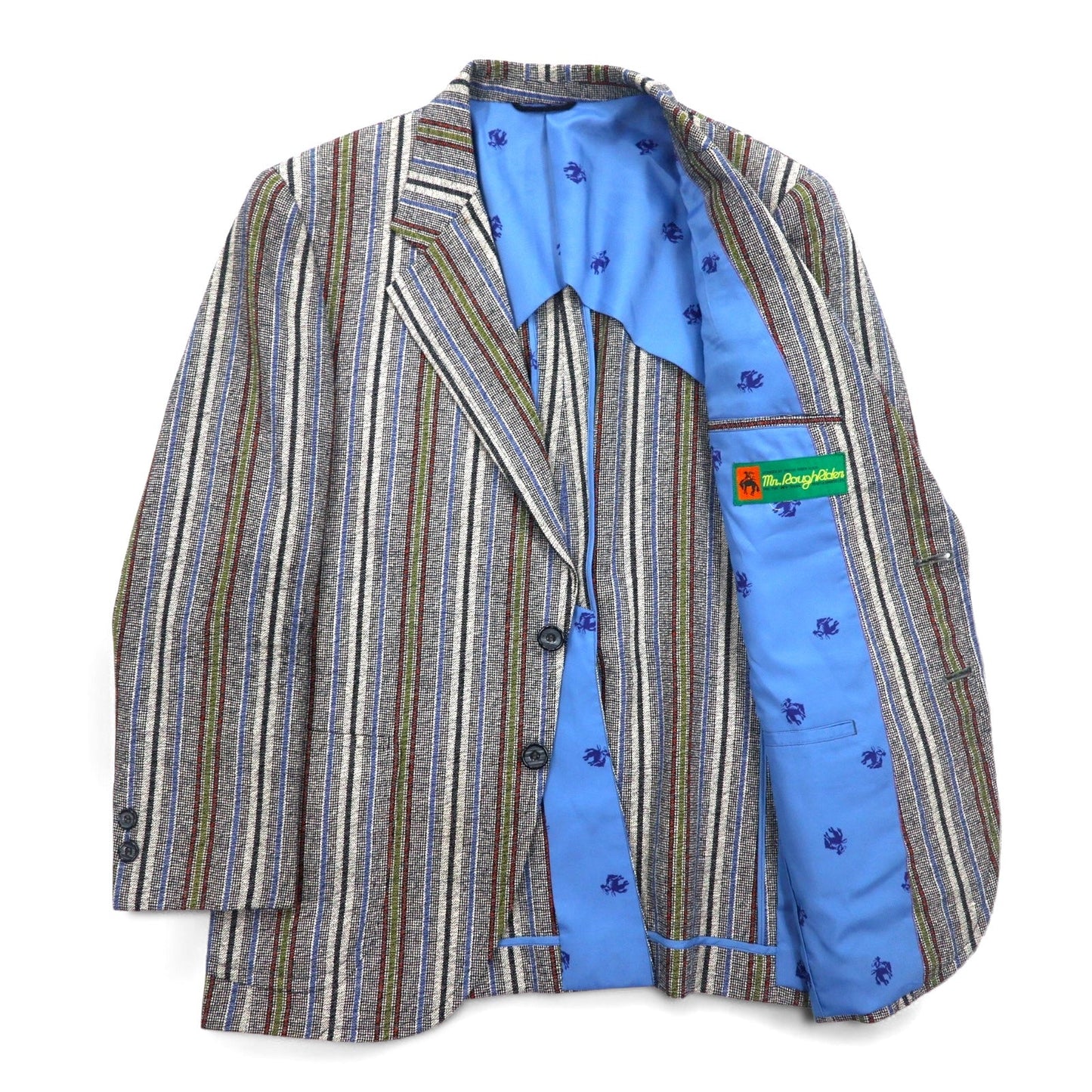 Vintage 80s Blazer Mr. Rough Rider × BROADHEAD & GRAVES 80年代 ジャガード 2B テーラードジャケット M マルチストライプ
