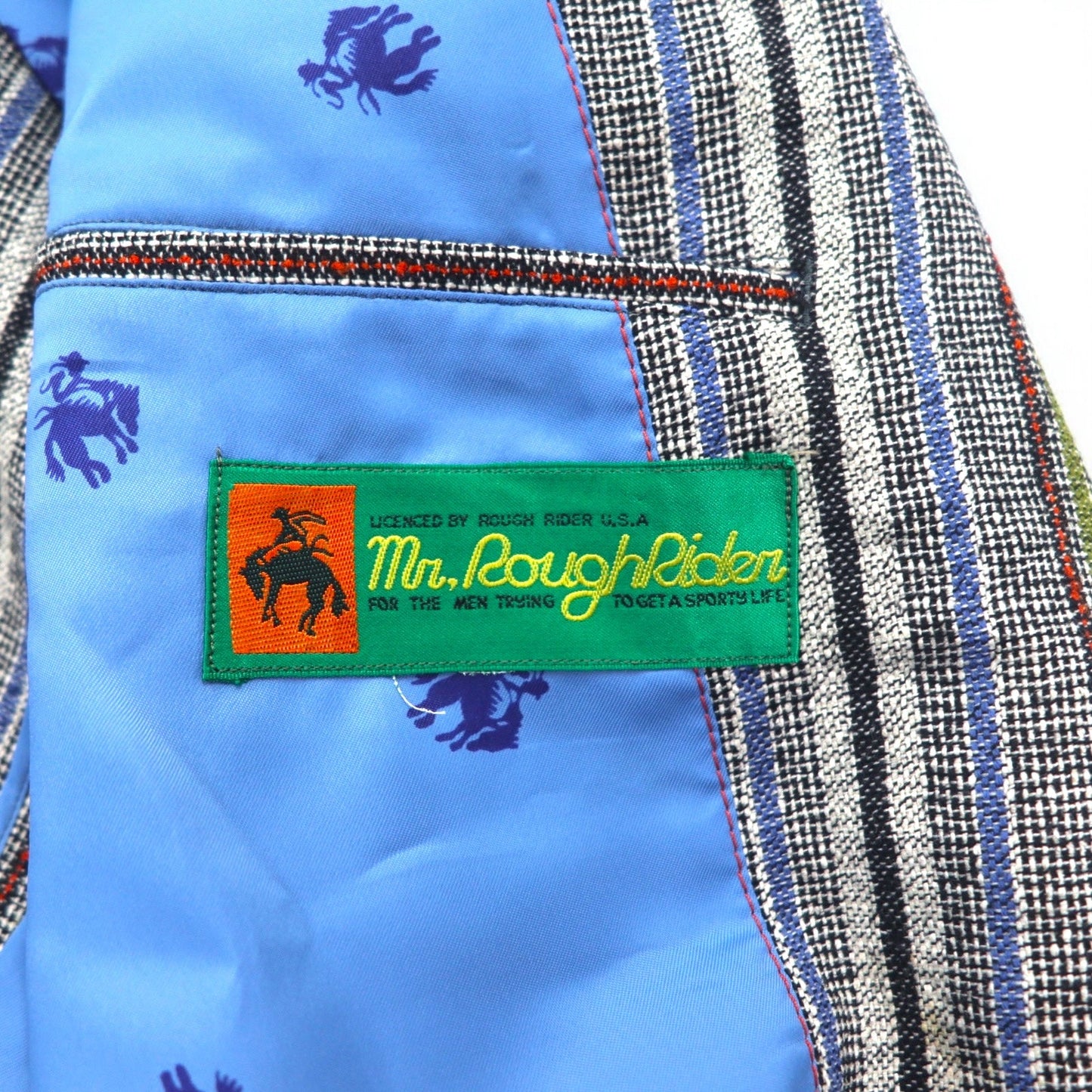 Vintage 80s Blazer Mr. Rough Rider × BROADHEAD & GRAVES 80年代 ジャガード 2B テーラードジャケット M マルチストライプ