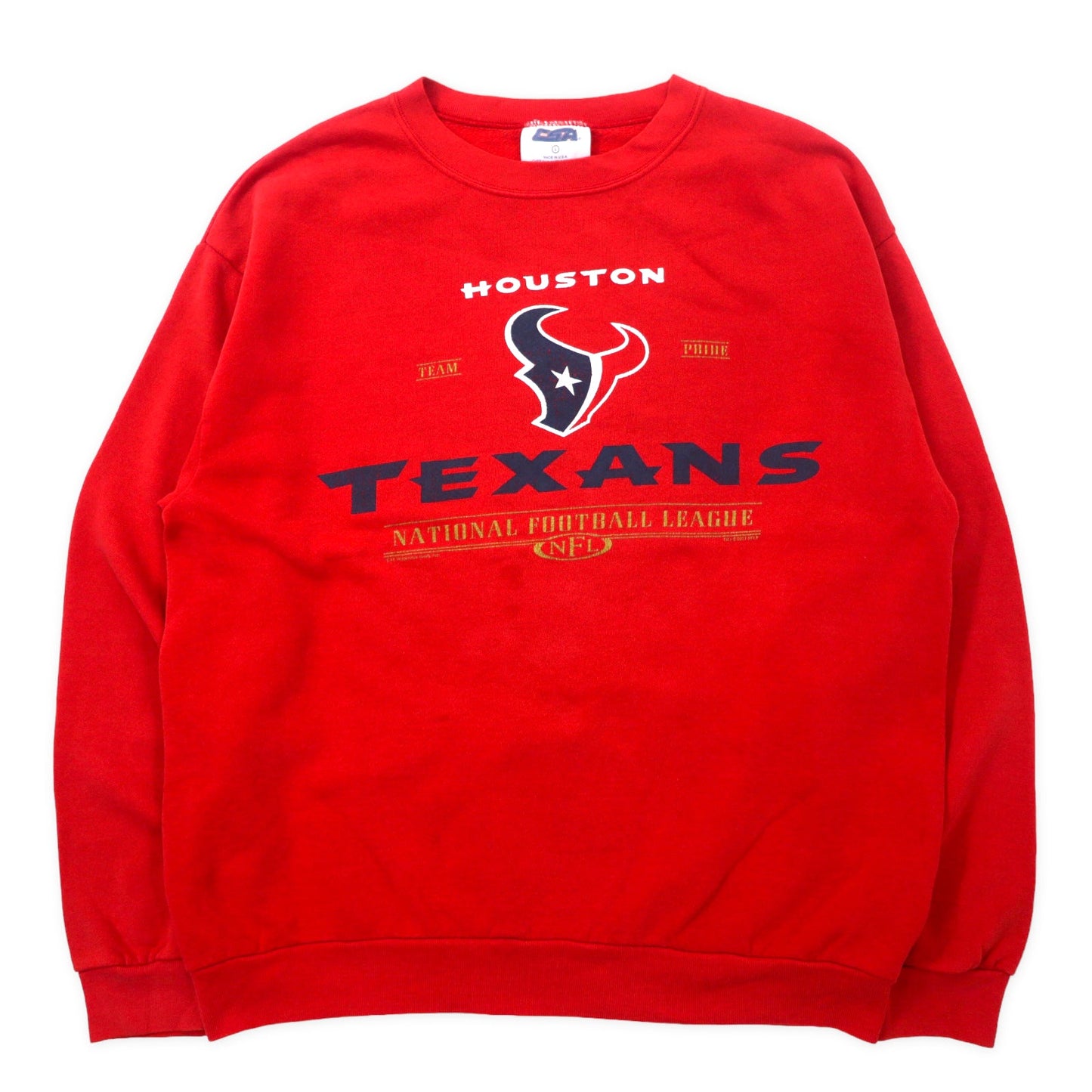 CSA USA製 90年代 NFL フットボール プリント スウェット L レッド コットン HOUSTON TEXANS
