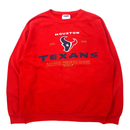 CSA USA製 90年代 NFL フットボール プリント スウェット L レッド コットン HOUSTON TEXANS