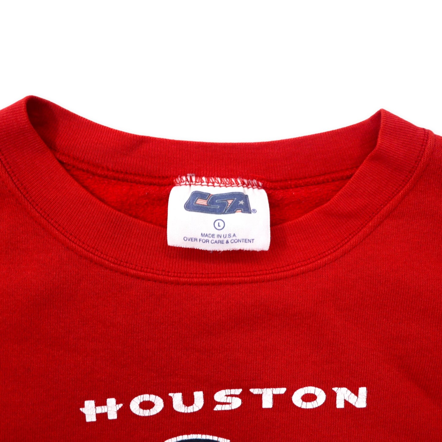 CSA USA製 90年代 NFL フットボール プリント スウェット L レッド コットン HOUSTON TEXANS