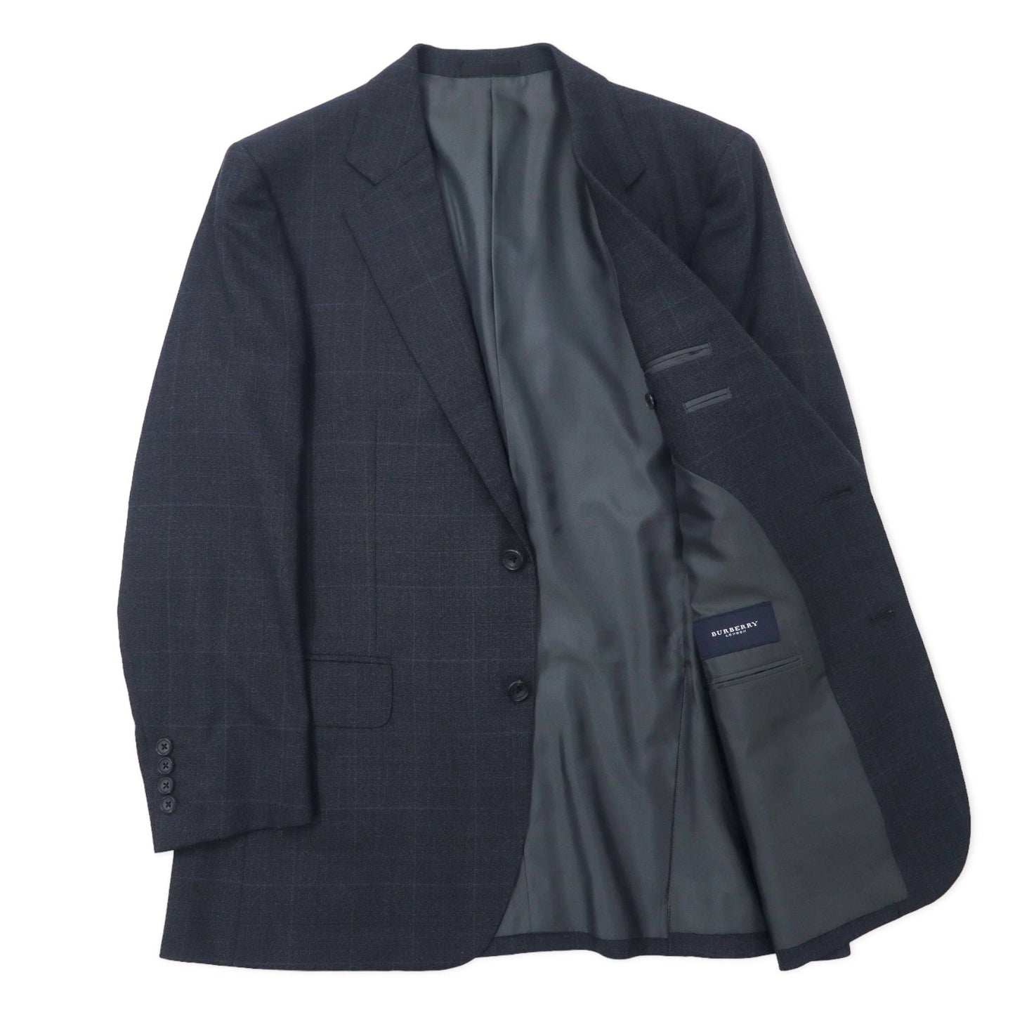 BURBERRY 2B スーツ セットアップ 98-88-175 AB6 グレー チェック ウール 羊毛 日本製