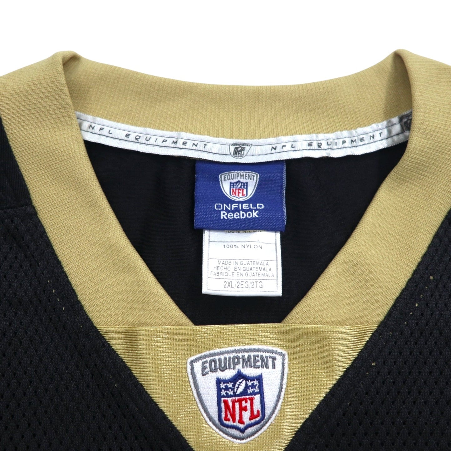 Reebok メッシュ ゲームシャツ NFL EQUIPMET 2XL ブラック ナイロン ナンバリング