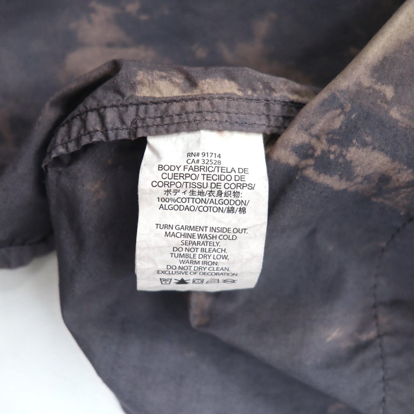 A|X ARMANI EXCHANGE タイダイ ブリーチ加工 ユーティリティシャツ M グレー ミリタリー フラップポケット