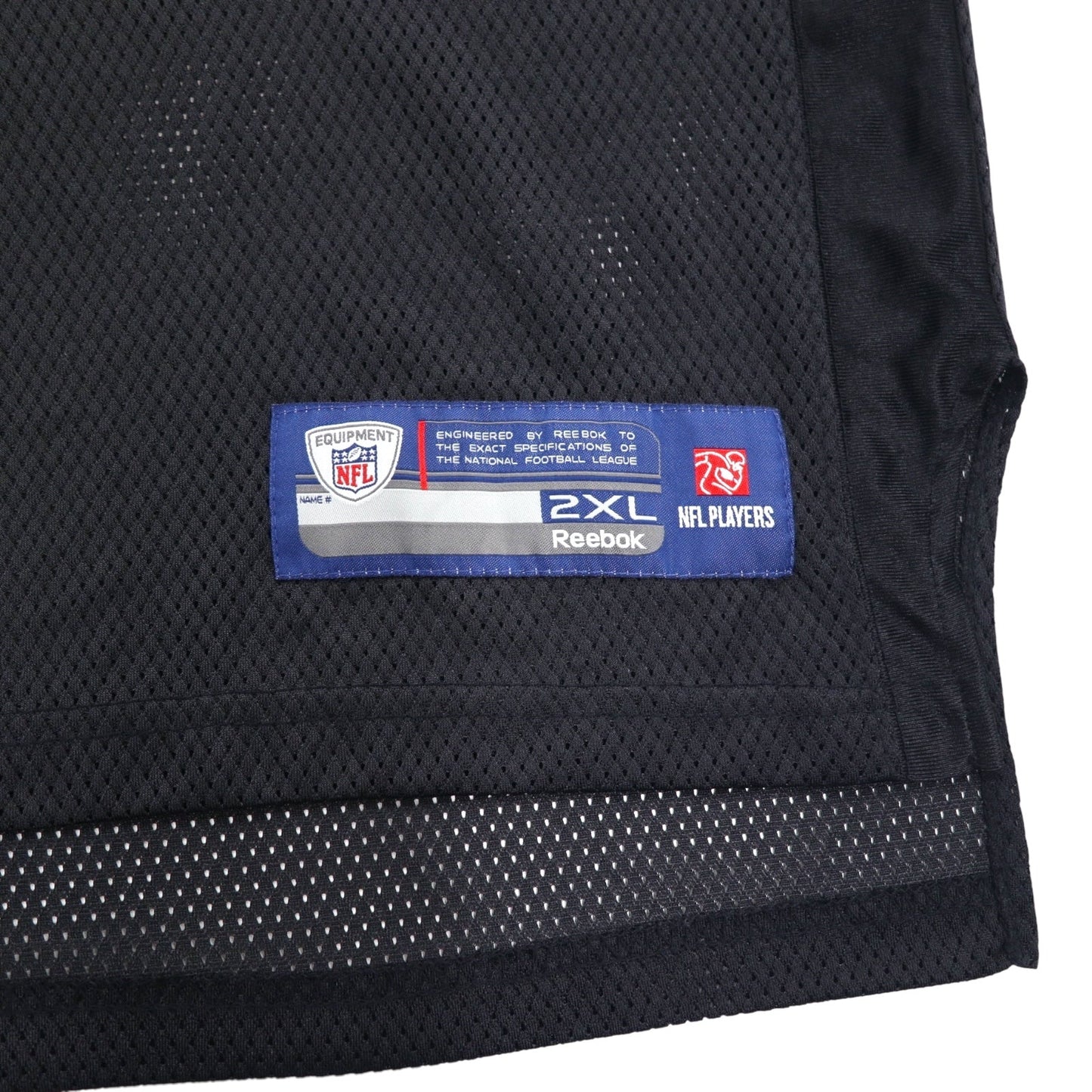 Reebok メッシュ ゲームシャツ NFL EQUIPMET 2XL ブラック ナイロン ナンバリング