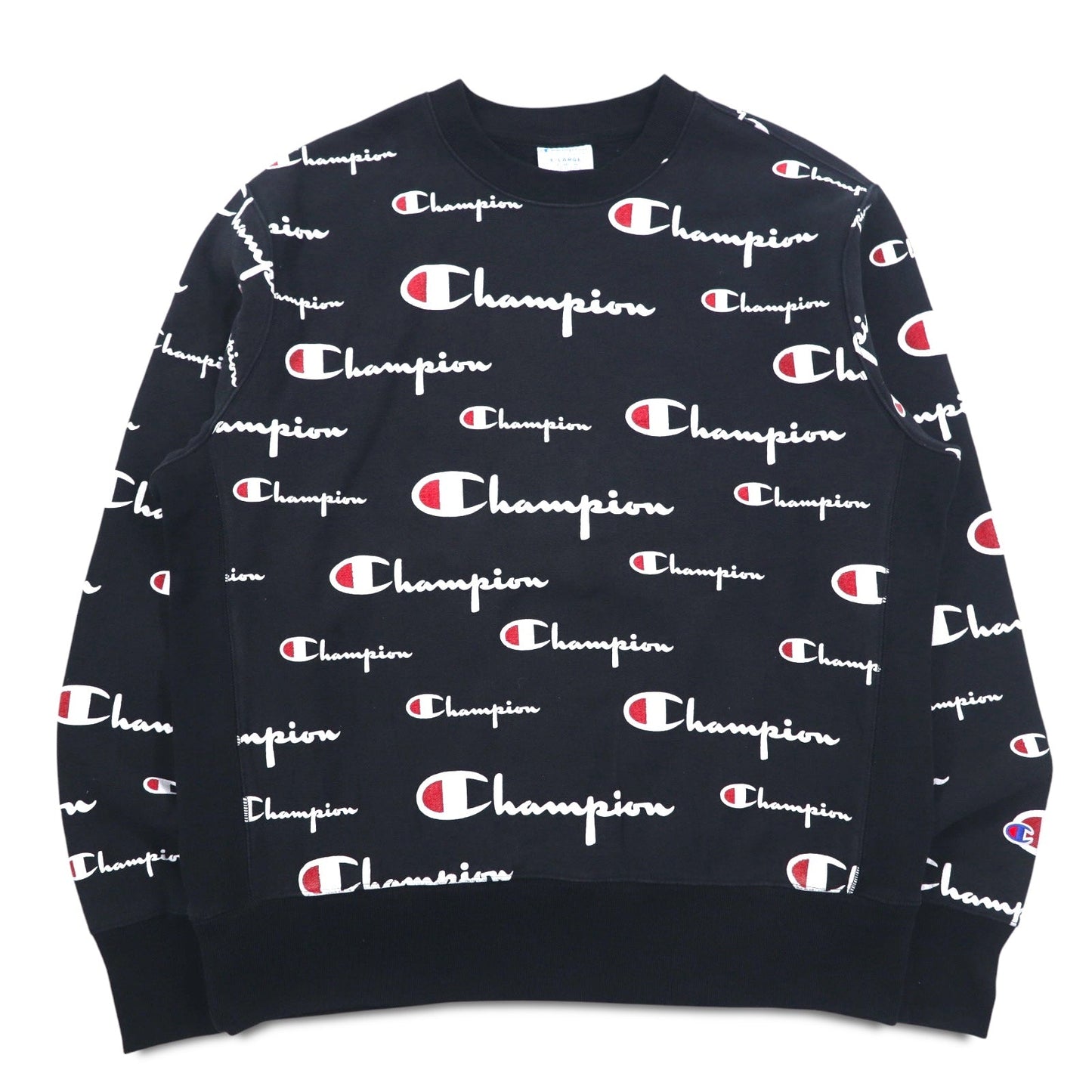 Champion リバースウィーブ REVERSE WEAVE スウェット 3XL ブラック スクリプトロゴ 総柄 青単タグ 復刻