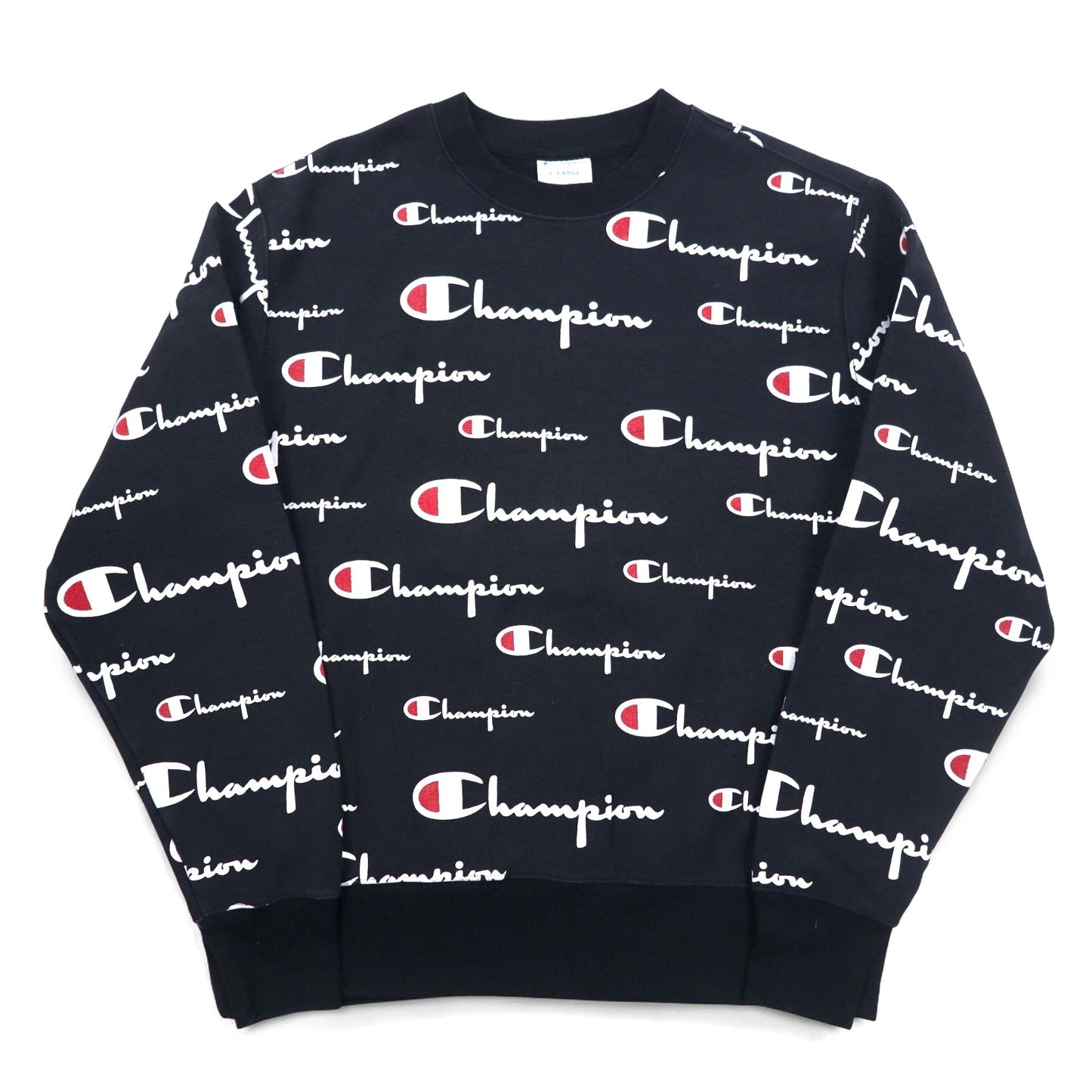 Champion リバースウィーブ REVERSE WEAVE スウェット 3XL ブラック スクリプトロゴ 総柄 青単タグ 復刻