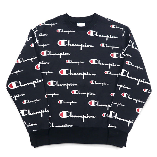 Champion リバースウィーブ REVERSE WEAVE スウェット 3XL ブラック スクリプトロゴ 総柄 青単タグ 復刻