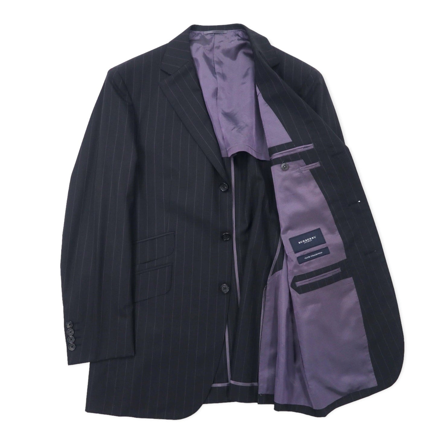 BURBERRY 3B スーツ セットアップ CLUB COLLECTION 96-86-175 L40 グレー ストライプ ウール 羊毛 SUPER 120's 日本製