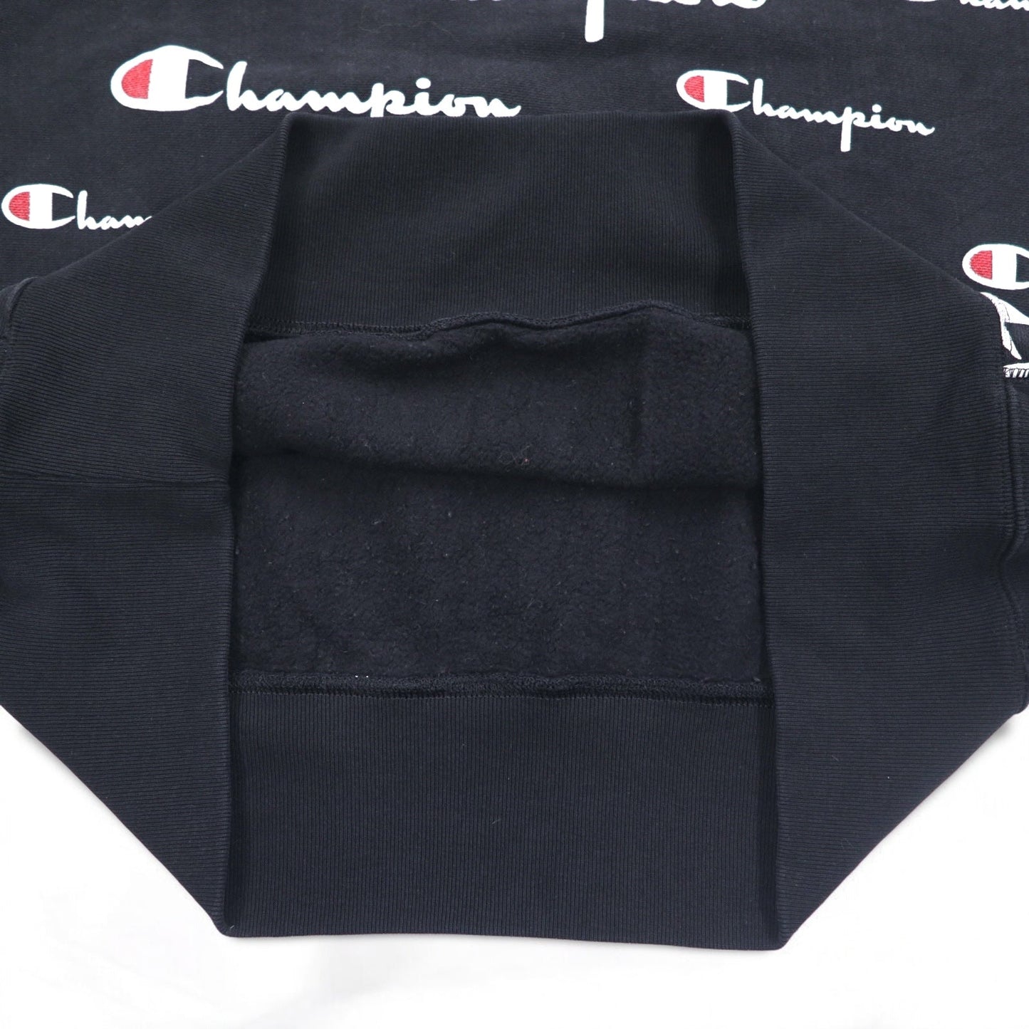 Champion リバースウィーブ REVERSE WEAVE スウェット 3XL ブラック スクリプトロゴ 総柄 青単タグ 復刻