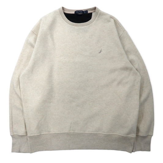 NAUTICA クルーネック スウェット XL クリーム コットン 裏起毛 ワンポイントロゴ刺繍 ビッグサイズ