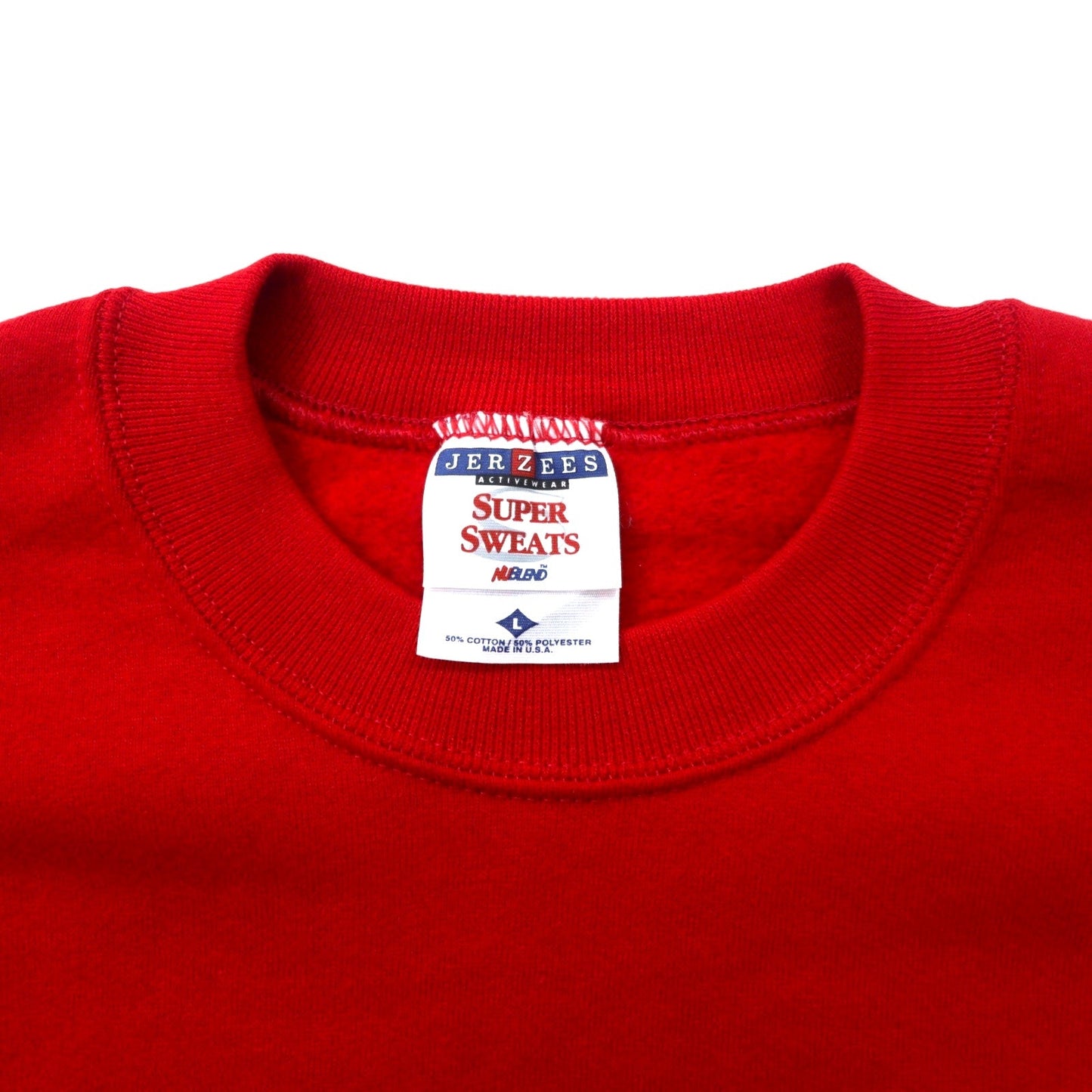JERZEES USA製 90年代 SUPER SWEATS カレッジ刺繍 スウェット L レッド コットン 裏起毛 Russell Elementary School