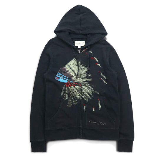 DENIM & SUPPLY RALPH LAUREN インディアンプリント フルジップパーカー S ブラック コットン