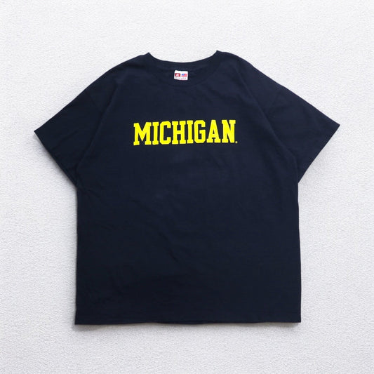USA製 BAYSIDE ヘビーウェイト カレッジプリント Tシャツ 2XL ブラック MICHIGAN ミシガン