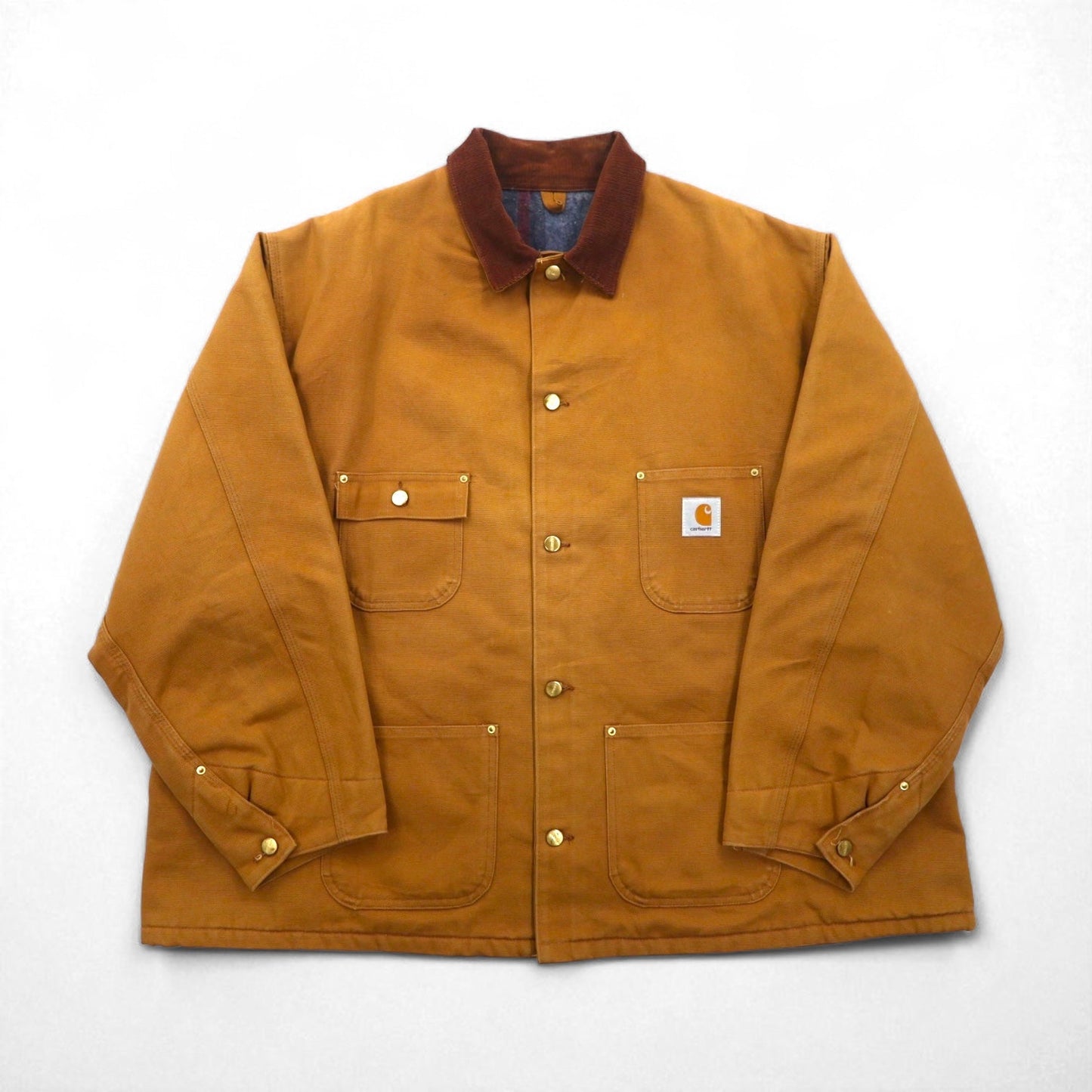 carhartt ミシガン ダック チョアコート カバーオール 2XL キャメル ブランケットライナー 襟コーデュロイ ビッグサイズ