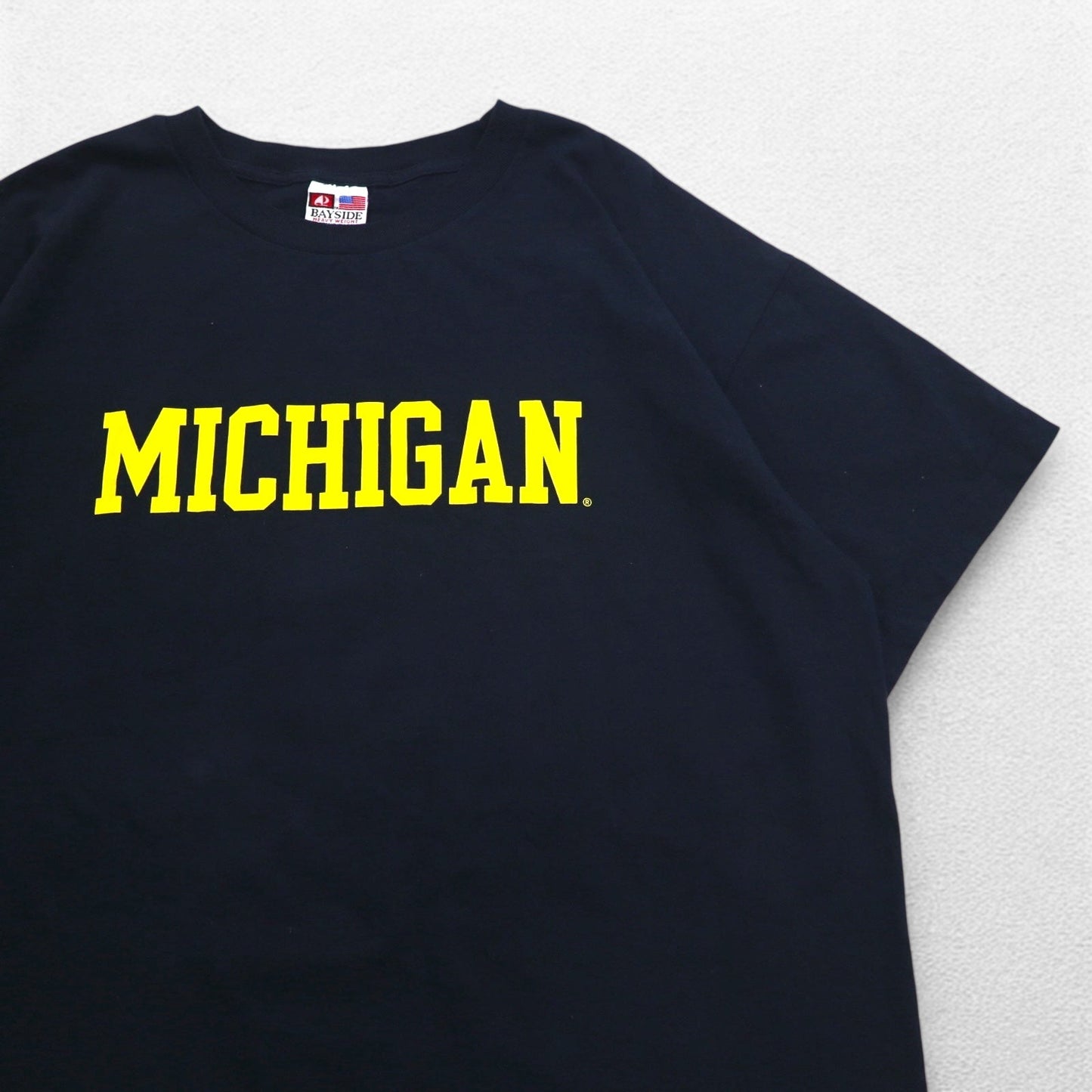 USA製 BAYSIDE ヘビーウェイト カレッジプリント Tシャツ 2XL ブラック MICHIGAN ミシガン