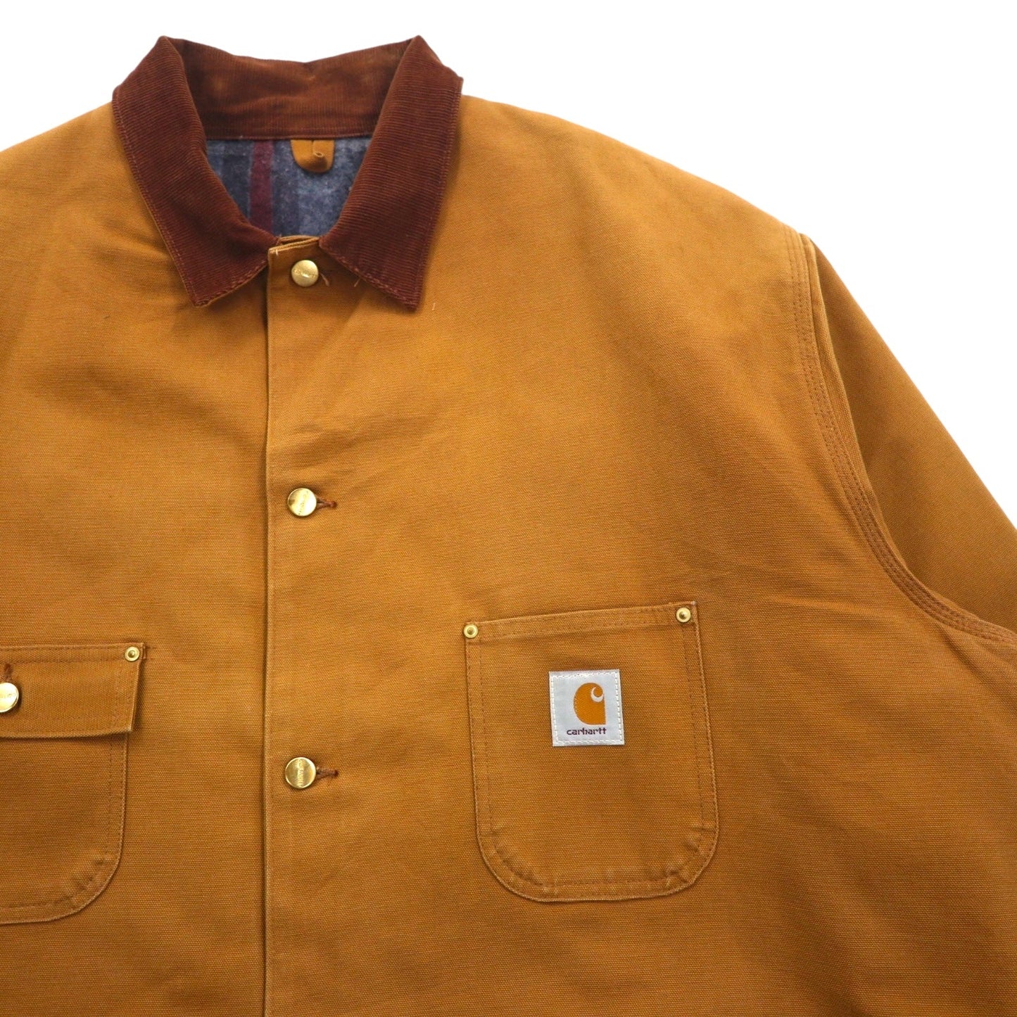 carhartt ミシガン ダック チョアコート カバーオール 2XL キャメル ブランケットライナー 襟コーデュロイ ビッグサイズ
