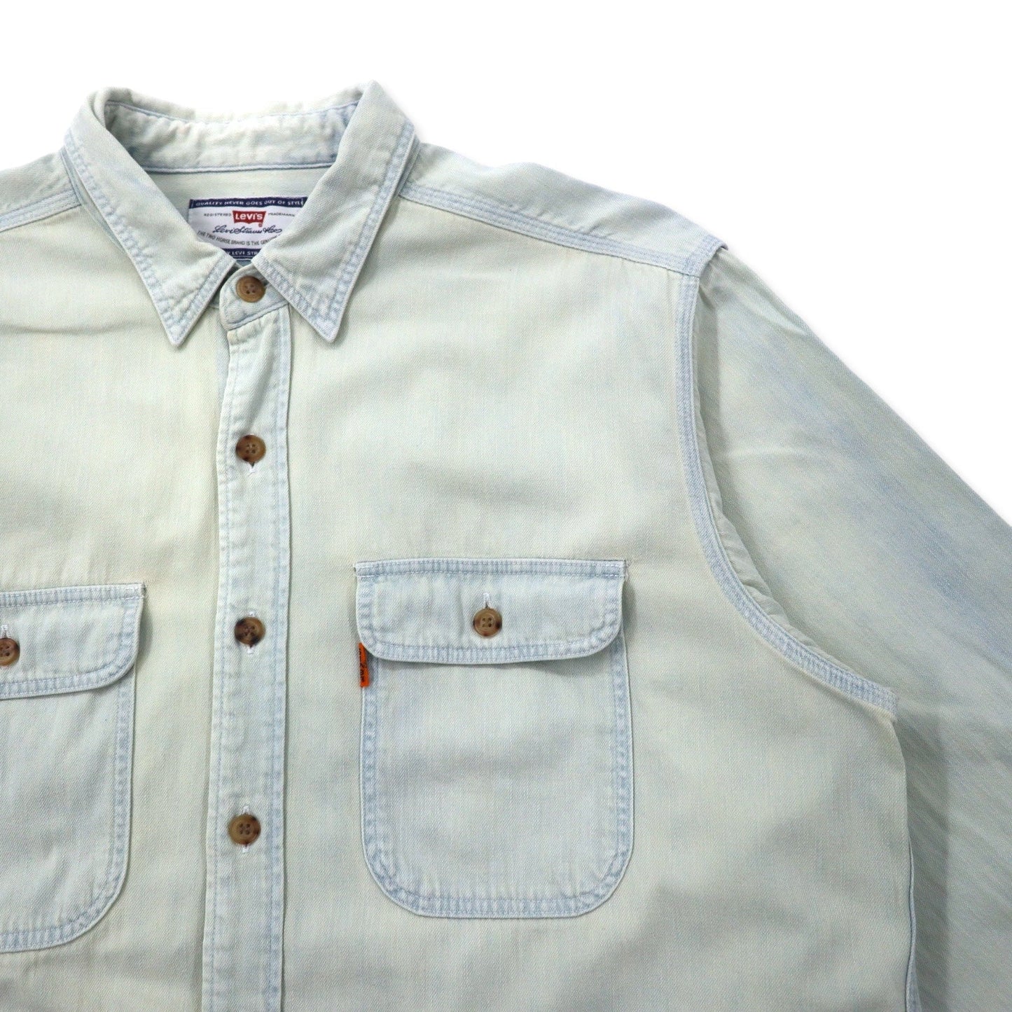 Levi's 90年代 アイスウォッシュ デニムシャツ L ブルー コットン オレンジタブ