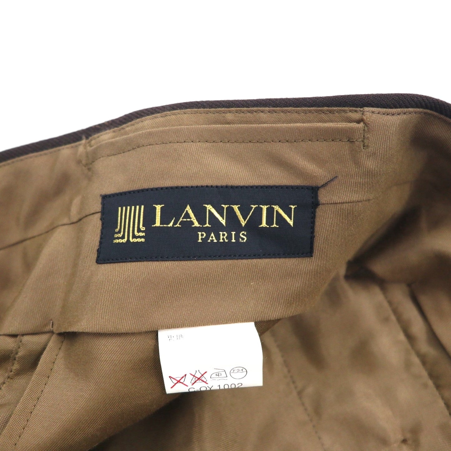 LANVIN ダブルブレスト ピークドラペル スーツ ブレザー セットアップ L ダークブラウン ウール メタルボタン ワイド