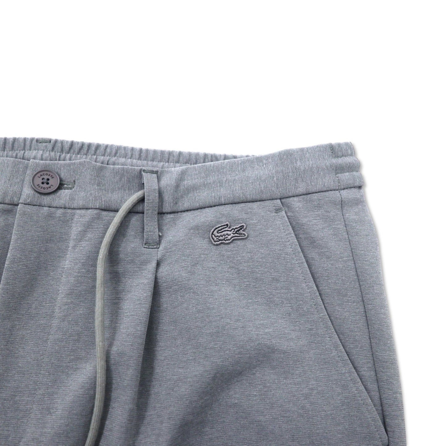 LACOSTE ストレッチ ストレート トラウザーズ イージーパンツ 46 グレー ポリエステル RELAXED FIT HH073EL