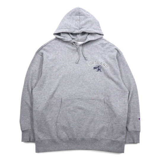 Champion プルオーバー パーカー XL グレー コットン バックプリント CORTLAND C8-U112