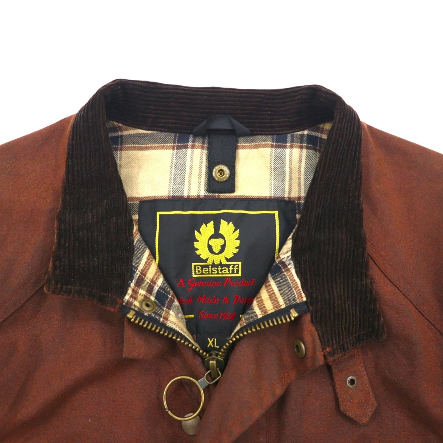 Belstaff ロードマスター オイルド モーターサイクルジャケット XL ブラウン 裏地チェック ベルト付き