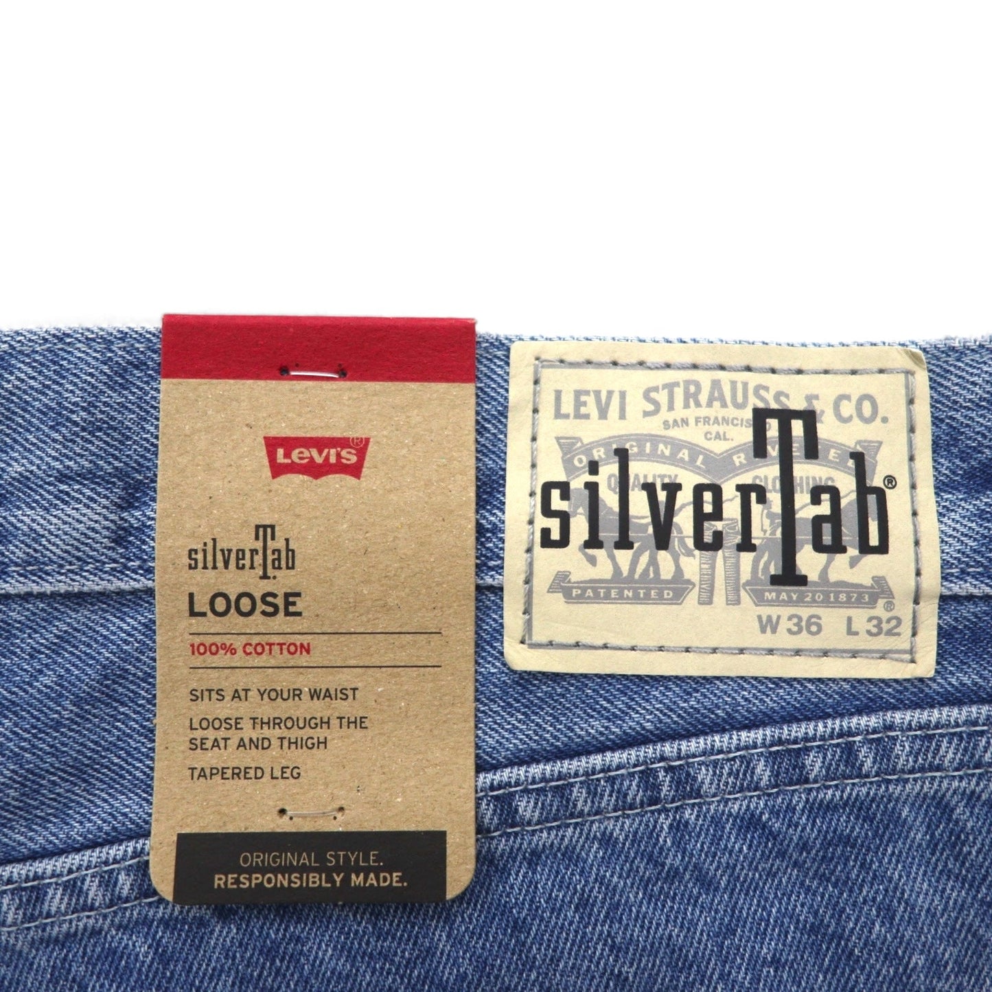 Levi's シルバータブ SILVER TAB ルーズフィット バギー テーパード デニムパンツ XL LOOSEインディゴ ブルー A3421-0001 未使用品