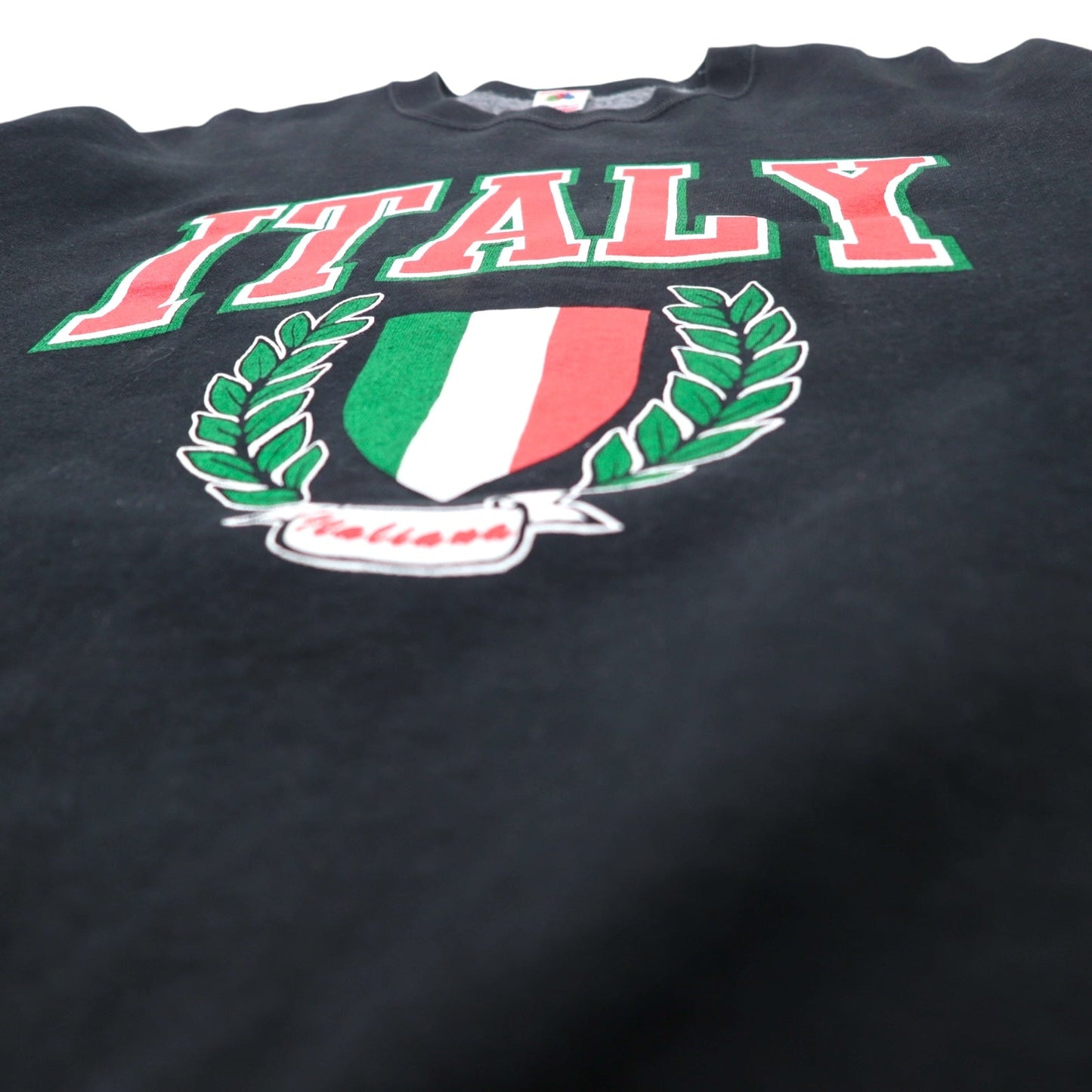 FRUIT OF THE LOOM 90年代 USA製 プリント スウェット XL ブラック コットン SUPER COTTON