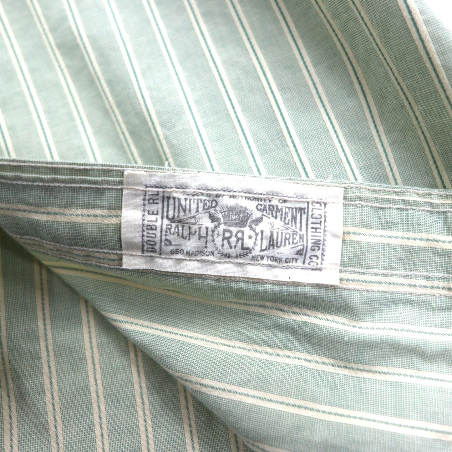 RRL DOUBLE RL RALPH LAUREN クレリックシャツ S グリーン ストライプ チンストラップ
